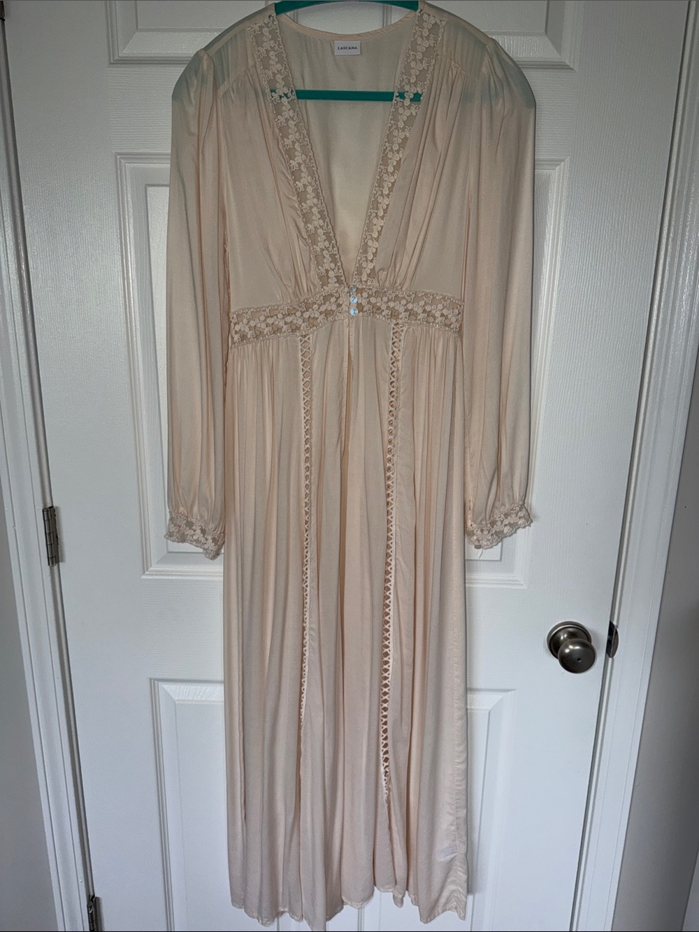 Victoria's Secret Cream Lace-Trim Long Robe